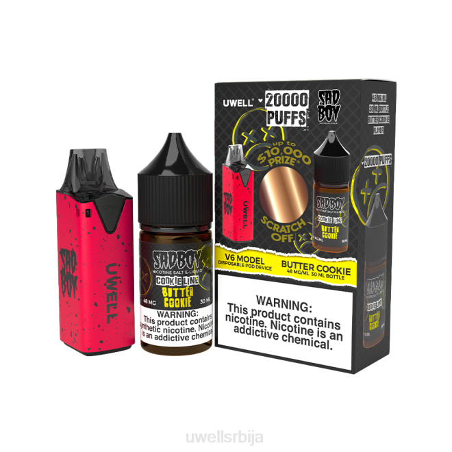 UWELL V6 уређај за једнократну употребу + татина пара 30мл сок - скуп за сарадњу цлр: ред/флв: путер колачић 48мг 4TVT212 | UWELL BEOGRAD