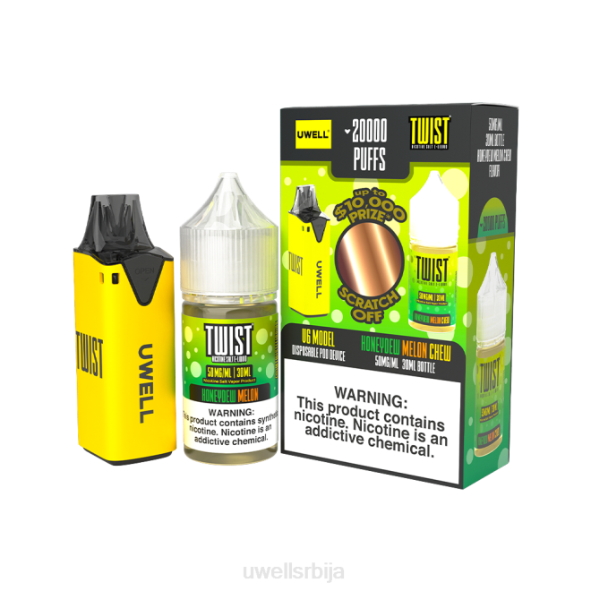 UWELL V6 уређај за једнократну употребу + татина пара 30мл сок - скуп за сарадњу цлр: жута/флв: медена роса за жвакање диње 50мг 4TVT217 | UWELL VAPE PRICE